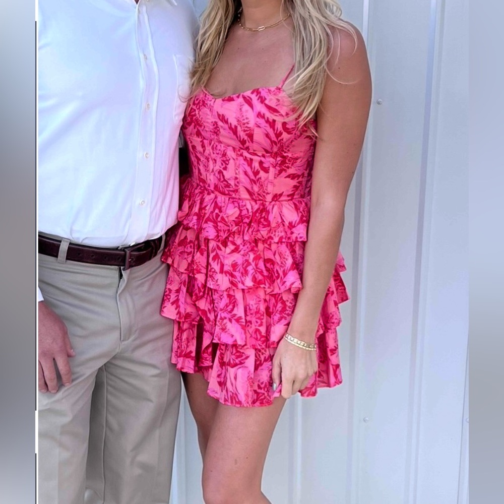 Olivaceous Pink and Orange Mini Dress